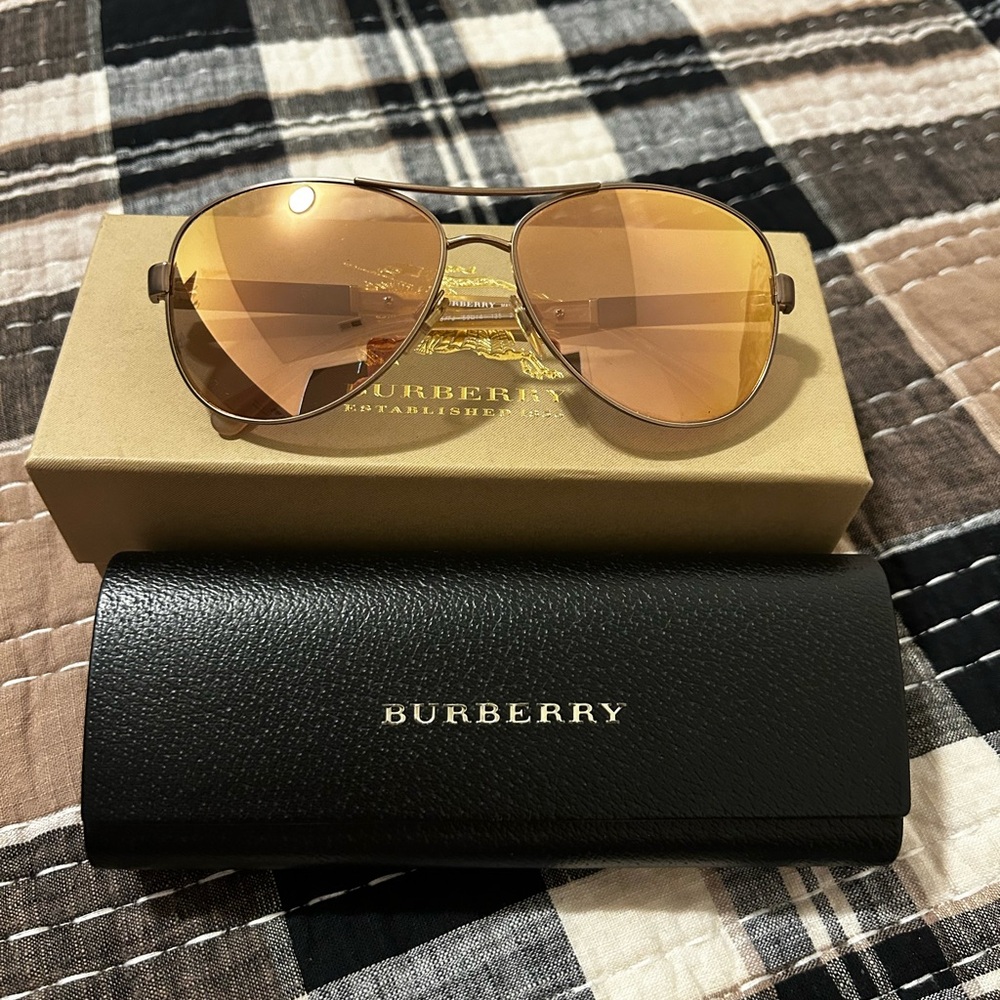 Burberry Gold Aviator Sunglasses